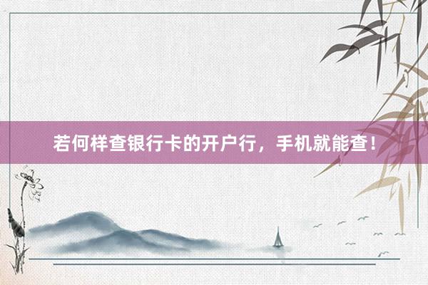 若何样查银行卡的开户行，手机就能查！